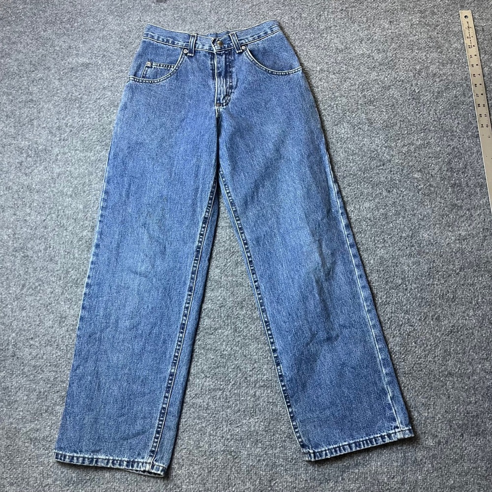 Lee Jeans Womens Size 24 Blue Riveted Wide Leg High Waist Relaxed Denim Pants